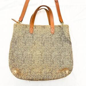 Madewell Animal Print Leather Hide Crossbody Satchel Bag